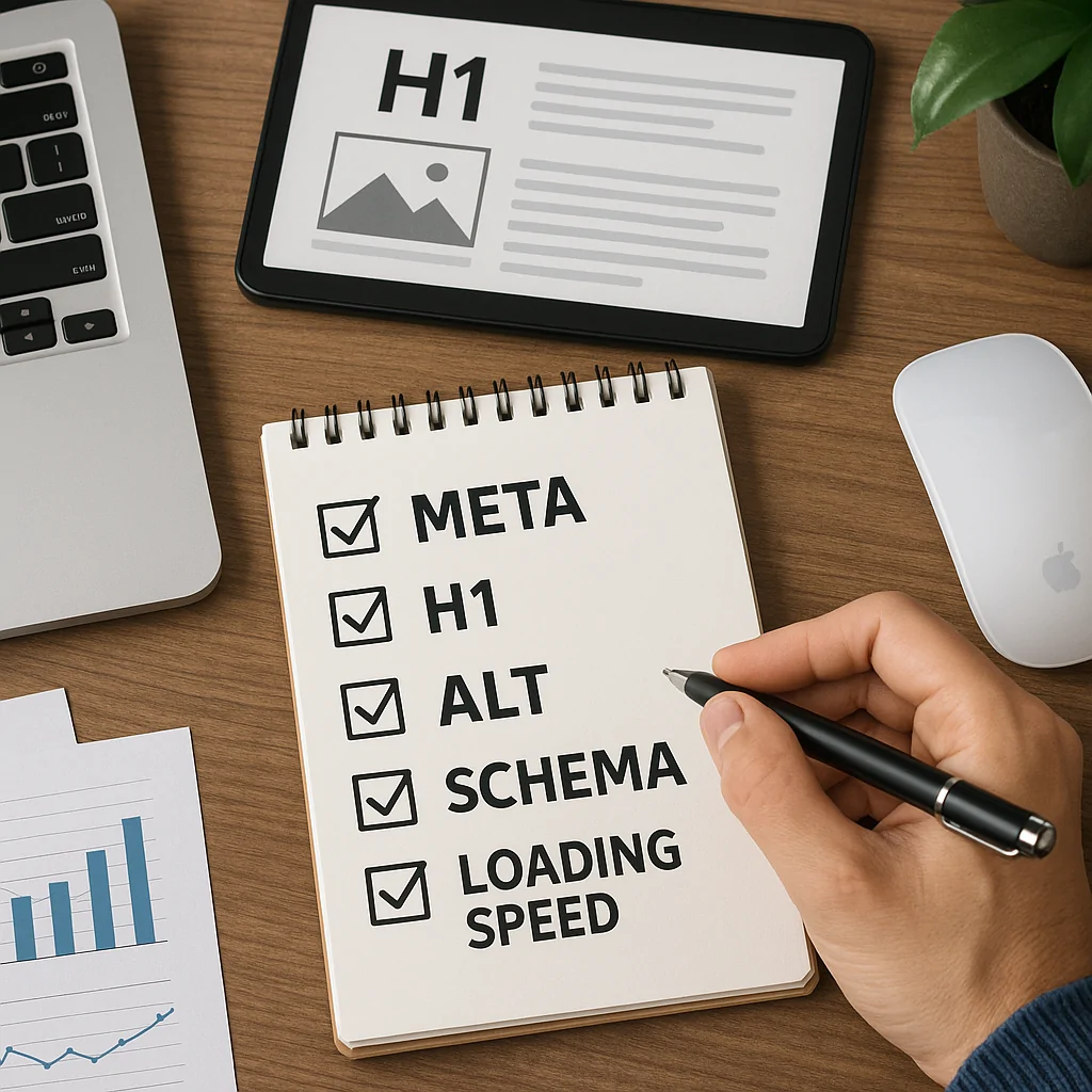 צ'ק ליסט SEO טכני לאתר תדמיתי ב-2026: מטא, H1, ALT, סכמות ומהירות טעינה